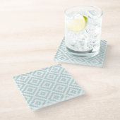 Aztec Symbool Block Ptn Duck Egg Blue & White I Glazen Onderzetter (Schuin)