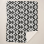 Aztec Symbool Block Rpt Ptn Black & White II Sherpa Deken (Voorkant)