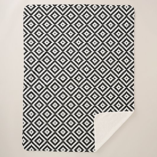 Aztec Symbool Block Rpt Ptn Black & White II Sherpa Deken (Voorkant)