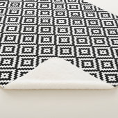 Aztec Symbool Block Rpt Ptn Black & White II Sherpa Deken (3/4)