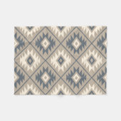 Aztec Symbool Gestileerde Big Ptn Blue Cream Sand Fleece Deken (Voorkant (Horizontaal))
