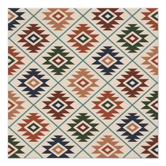 Aztec Symbool gestileerde Patroonkleurmengeling Perfect Poster (Voorkant)