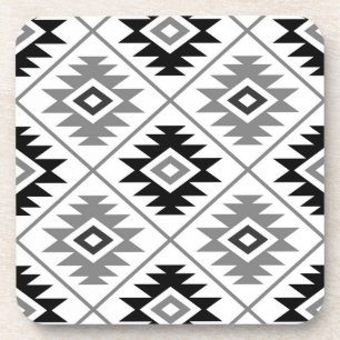 Aztec Symbool geüpload Big Ptn Black White Grey Bier Onderzetter