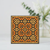 Aztec Terra Cotta Gold Designer Square Note Kaart (Staand voorkant)