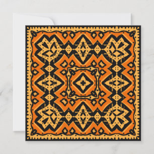 Aztec Terra Cotta Gold Designer Square Note Kaart