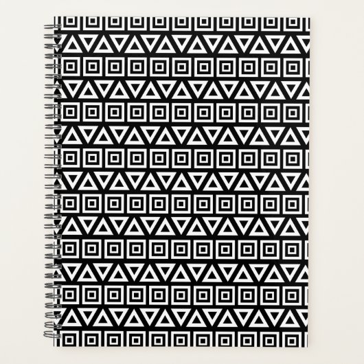 Aztec Triangles+Motif Carré blanc sur noir (Devant)