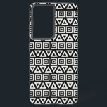 Aztec Triangles Motif Carré blanc sur noir<br><div class="desc">Triangles de style aztèque et motif carré en blanc sur un design arrière - plan noir.</div>