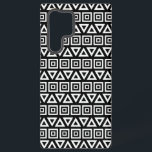 Aztec Triangles Motif Carré blanc sur noir<br><div class="desc">Triangles de style aztèque et motif carré en blanc sur un design arrière - plan noir.</div>