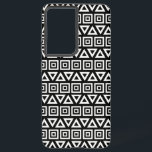 Aztec Triangles Motif Carré blanc sur noir<br><div class="desc">Triangles de style aztèque et motif carré en blanc sur un design arrière - plan noir.</div>