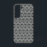 Aztec Triangles Motif Carré blanc sur noir<br><div class="desc">Triangles de style aztèque et motif carré en blanc sur un design arrière - plan noir.</div>