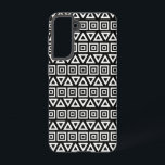 Aztec Triangles Motif Carré blanc sur noir<br><div class="desc">Triangles de style aztèque et motif carré en blanc sur un design arrière - plan noir.</div>