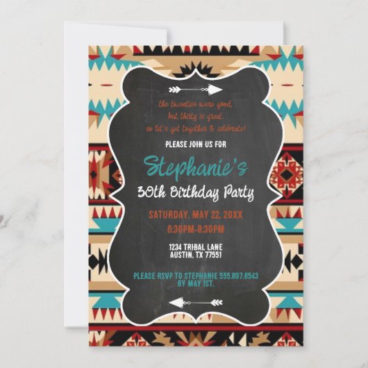 Aztec Tribal 30e anniversaire Invitation (Devant)