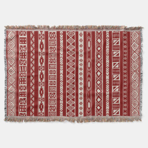 Aztec Tribal Ethnic Geometric Pattern Red Beige Deken