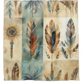 Aztec Tribal Feathers Medicine Stick Douchegordijn (Voorkant)
