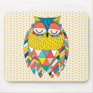 Aztec Tribal Modern Owl Chevron Mousepad Muismat
