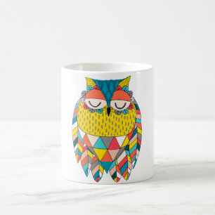 Aztec Tribal Modern Owl Illustration Gift Mug