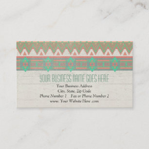 Aztec Tribal Native Pastel Peach/Aqua Visitekaartje