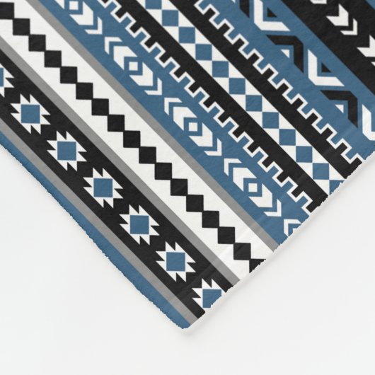 Aztec Tribal Pattern / Blue Grey White Black Fleece Deken (Hoek)