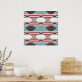 Aztec Tribal Pattern Native American Red Blue Poster (Keuken)