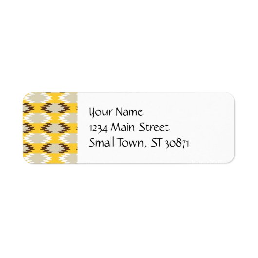 Aztec Tribal Yellow Brown Native American Design Etiket (Voorkant)
