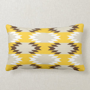 Aztec Tribal Yellow Brown Native American Design Kussen