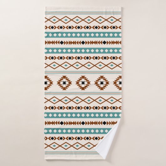 Aztec Turquoise Crème noire en terre cuite Motif m (Serviette de bain)