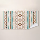 Aztec Turquoise Crème noire en terre cuite Motif m (Serviette de bain)