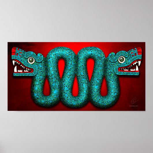 Aztec Turquoise Mosaic Serpent Poster (Voorkant)