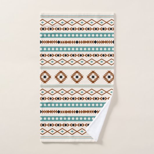 Aztec Turquoise Terracotta Crème Noire Mixte Motif (Serviette à main)