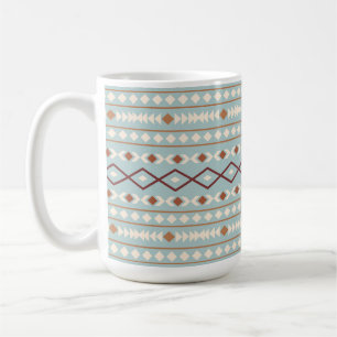 Aztec Vormen Groot Patroon Roest Kleur Creme Teal- Koffiemok