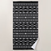 Aztec Vormen Patroon Grijs Wit Zwart Strandlaken (Voorkant)
