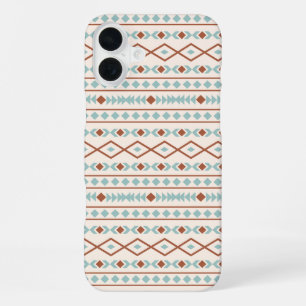 Aztec-vormenpatroon Roest Teal Crème iPhone 16 Plus Hoesje