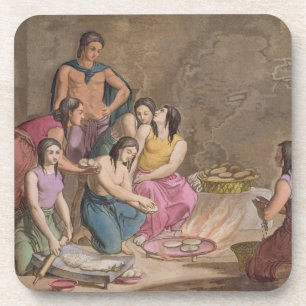 Aztec-vrouwen maken maïsbrood uit 'Le C', Mexico Drankjes Onderzetter