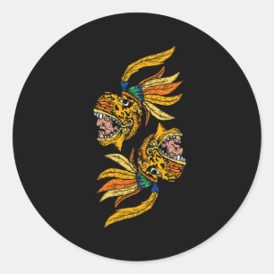 Aztec Warior Jaguar Maya Inca Culture Civilization Ronde Sticker
