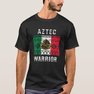 Aztec Warrior Mexico Flag Design Aztec Calendar Ch T-shirt