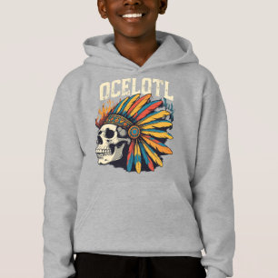Aztec Warrior Skull met kleurrijke veren koppen