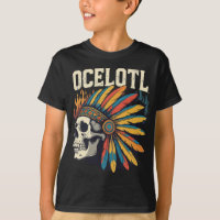 Aztec Warrior Skull met kleurrijke veren koppen