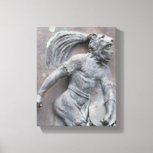 Aztec Warrior Stone carving Canvas Afdruk