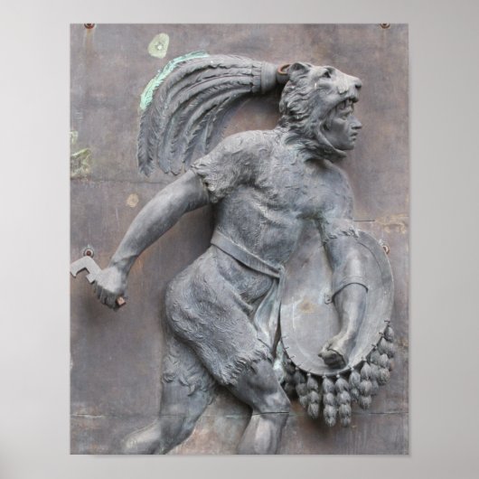 Aztec Warrior Stone carving Poster (Voorkant)