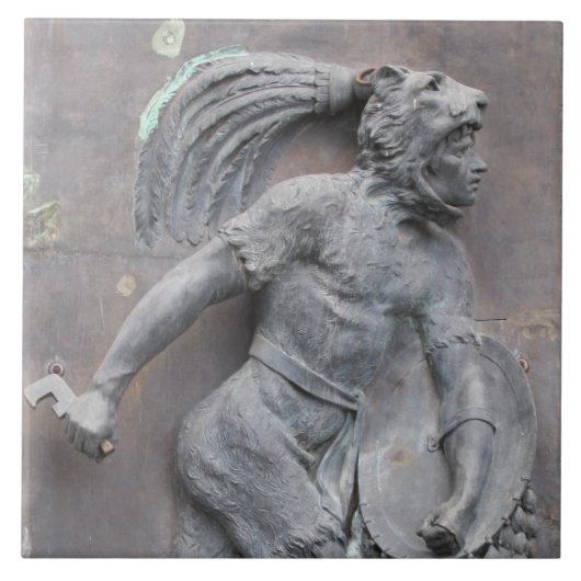 Aztec Warrior Stone carving Tegeltje (Voorkant)