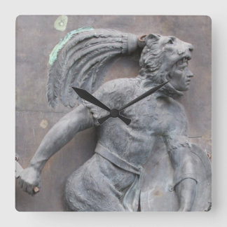 Aztec Warrior Stone carving Vierkante Klok