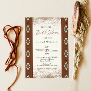 Aztec Westerse Bruiloft Uitnodiging, Rustieke Boho Kaart
