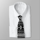Aztec White on Black Mixed Motives Repeat Pattern Stropdas (Gebonden)