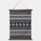 Aztec White op Black Mixed Motifs Pattern Hangend Wandkleed (Voorkant)