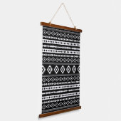 Aztec White op Black Mixed Motifs Pattern Hangend Wandkleed (Gebogen)