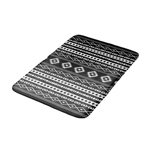 Aztec White op Black Mixed Motifs (V) Pattern Badmat (Gekanteld)