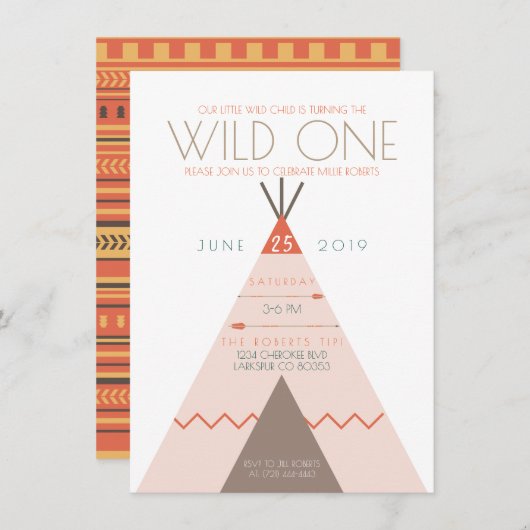 Aztec Wild One | Premier Invitation (Devant / Derrière)