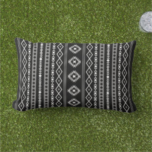 Aztec Wit Grijs Zwart Gemengde Motieven Patroon Buitenkussen