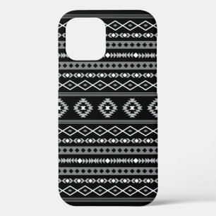Aztec Wit Grijs Zwart Gemengde Motieven Patroon iPhone 12 Pro Hoesje