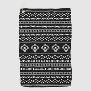 Aztec Wit Grijs Zwart Gemengde Motieven Patroon Golfhanddoek